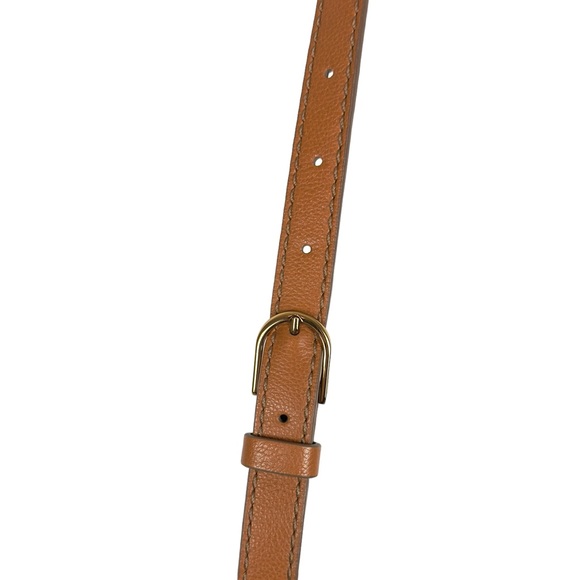 Fossil Crossbody Bag Cecilia Small Top Zip Brown and Gold Chain Design Purse - Picture 8 of 13